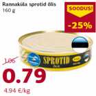 Allahindlus - Rannaküla sprotid õlis
160 g