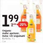 Organic mahe apelsini-, õuna- või segumahl