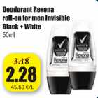 Allahindlus - Deodorant Rexona roll-on for men Invisible Black+White 50 ml