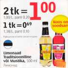 Allahindlus - Limonaad Traditsiooniline või Mustika, 500 ml