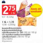 Karamelli-koorejäätis kukekommitükkidega vahvlikoonuses EV 100 (200 ml/100 g) või mustika-vaarika koorejäätis vahvlikoonuses (200 ml / 110 g)