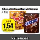 Allahindlus - Šokolaadibatoonid Twix või Snickers