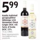 Itaalia kaitstud geograafilise tähisega vein Stemmari Pinot Grigio DOC või Nero d´Avola DOC