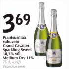 Prantsusmaa vahuvein Grand Cavalier Sparkling Sweet 10,5% või Medium Dry 11%, 75 cl