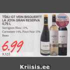 Allahindlus - TŠILLI GT VEIN BISQUERTT LA JOVA GRAN RESERVA 0,75 L