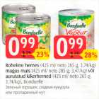 Roheline hernes (425 ml/ neto 265 g) magus mais (425 ml / neto 285 g) või aurutatud kikerherned (425 ml/ neto 265 g), Bonduelle