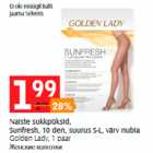 Naiste sukkpüksid, Sunflresh, 10 den, suurus S-L, värv nubla Golden Lady, 1 paar