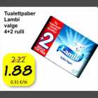 Allahindlus - Tualettpaber Lambi valge 4+2 rulli