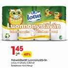 Allahindlus - Paberkäterätt Luonnonystävän
Lotus, 4 rulli/pk, 0,36/rull