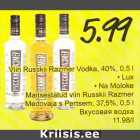 Allahindlus - Viin Russkii Vodka, 40%, 0,5 l .Lux .Na Moloke Maitsestatud viin Russkii razmer Medovaja s Pertsem, 37,5%, 0,5 l