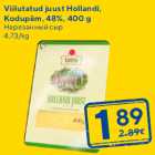 Viilutatud juust Hollandi, Kodupiim, 48%, 400 g