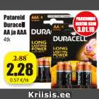 Allahindlus - Patareid Duracell AA ja AAA, 4 tk