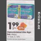 Allahindlus - Hügieenisidemed Ultra Night Duo, Always,14tk/pk