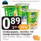 Virsiku-papaia-, mustika- või mango-banaani-chiajogurt