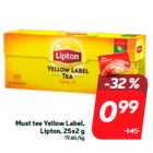 Allahindlus - Must tee Yellow Label,
Lipton, 25x2 g