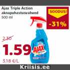 Allahindlus - Ajax Triple Action
aknapuhastusvahend
500 ml