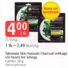 Allahindlus - Näomask Skin Naturals Charcoal vetikaga või musta tee lehega