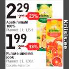 Apelsinimahl 100%, Pfanner, 2 L; Punase apelsini jook, Pfanner, 2 L