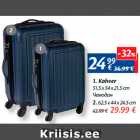 Allahindlus - 1. Kohver
51,5 x 34 x 21,5 cm -24,99€; 2. 62,5 x 44 x 24,5 cm
 29.99 €