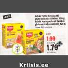 Allahindlus - Schär Fette Croccanti 
gluteenivaba näkisai 150 g, 
Schär Knusperbrot Dunkel 
gluteenivaba näkileib 125 g  