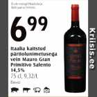 Itaalia kaitstud pärtiolunimetusega vein Mauro Gran Primitivo Salento, 14,5&, 75 cl