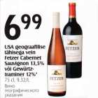 Allahindlus - USA geograafilise tähisega vein Fetzer Cabernet Sauvignon 13,5% või Gewürtztraminer 12%* 75 cl