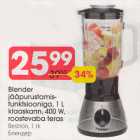 Blender
jääрurustоmisfunktsiooniga,
1 L klaaskann,400 W
roostevaba teras