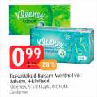 Allahindlus - Taskurätikud Balsam Menthol või Balsam, 4-kihilised