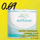 Allahindlus - Softstar tualettpaber,
2-kihiline, 4 rulli