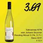 Allahindlus - Saksamaa KPN
vein Johann Brunner
Riesling Mosel 9,5%, 0,75 l