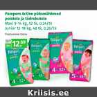 Pampers Active püksmähkmed
poistele ja tüdrukutele