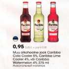 Allahindlus - Muu alkohoolne jook Caribba Cola Cooler 5%, Caribba Lime Cooler 4%, või Caribba Watermelon 4% 275ml