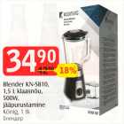 Allahindlus - Blender KN-SB10,
1,5 L klaasnõu,
500W,
jääpurustamine