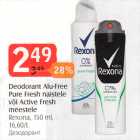 Allahindlus - Deodorant Alu-Free Pure Fresh naistele või Active Fresh meestele