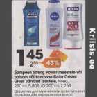 Allahindlus - Šampoon Strong Power meestele või palsam või šampoon Color Cristal Gloss värvitud juustele, Nivea, 250 ml või 200 ml