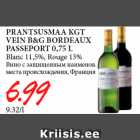 Allahindlus - PRANTSUSMAA KGT
VEIN B&G BORDEAUX
PASSEPORT 0,75 L