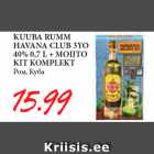 Allahindlus - KUUBA RUMM
HAVANA CLUB 3YO
40% 0,7 L + MOIJTO
KIT KOMPLEKT