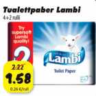 Allahindlus - Tualettpaber Lambi 4+2 rulli