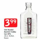 Viin Russkii
Razmer Vodka
Lux 40%
20 cl, 19,95/L