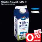 Täispiim Alma, 3,8-4,2%, 1 l
