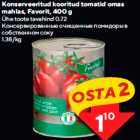 Konserveeritud kooritud tomatid omas
mahlas, Favorit, 400 g

