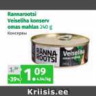 Allahindlus - Rannarootsi
Veiseliha konserv
omas mahlas 240 g