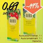 Allahindlus - Aura ploominektar, 1 l, Aura tomatimahl, 1 l