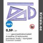 Pratel geomeetriakomplekt 4-osaline (2 kolmnurka, jooniaud, mall),