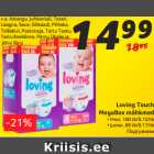 Loving Touch
MegaBox mähkmed • Maxi, 100 tk/0.15/tk
• Junior, 88 tk/0.17/tk