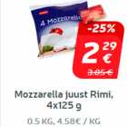 Allahindlus - Mozzarella juust Rimi, 4x125 g