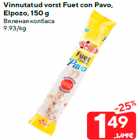 Vinnutatud vorst Fuet con Pavo,
Elpozo, 150 g
