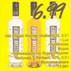 Allahindlus - Viin Russkii Razmer Vodka 40%%, 0,5l .Lux .Na Moloke; .Maitsestatud viin Russkii Razmer Medovaja S Pertsem, 40%, 0,5 l