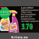 Allahindlus - AJAX SPRAY
üldpuhastusvahend,
Pro Grease&Stain