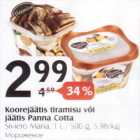 Koorejäätis tiramisu või jäätis Panna Cotta